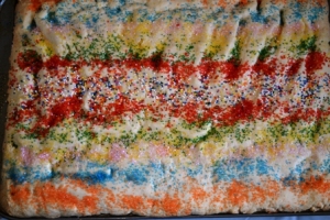 Bar Sugar Cookies with lots of colorful sprinkles