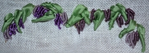 Swag of wisteria in Bullion Stitch